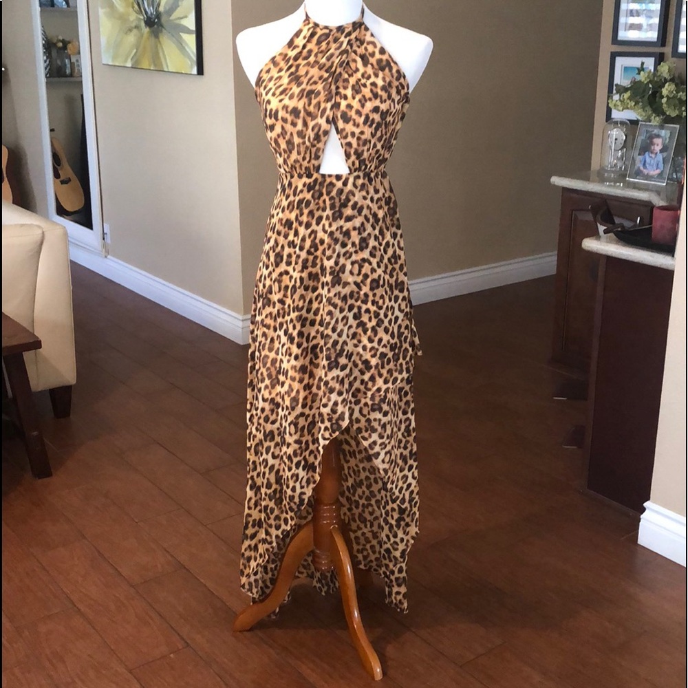 High low leopard dress